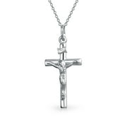 COOLSTEELANDBEYOND Trois Couches J/ésus Christ Croix Crucifix Pendentif Collier Homme Acier Or Argent avec 60CM Cha/îne de Boule